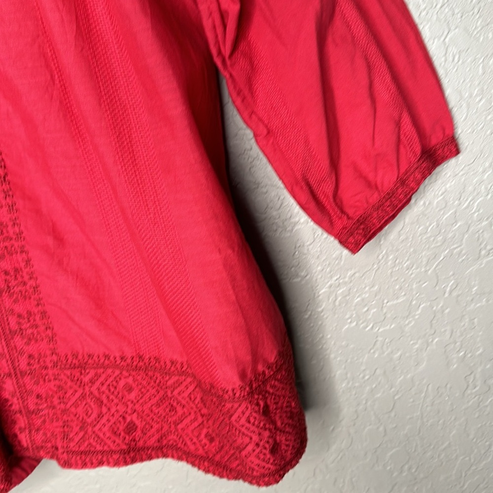 Madewell red embroidered popover with tassel ties - Picture 6 of 13